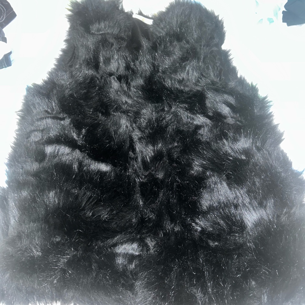 Women’s black fur vest only worn once lmk if you would like to see videos